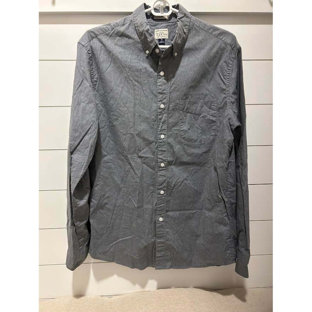 J.Crew Secret Wash Slim Fit Stretch Shirt Gray Button Down Mens M Preppy Work